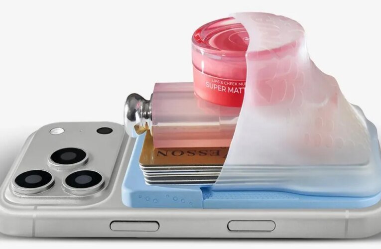 Esta bolsa de armazenamento elástica MagSafe oferece ao seu telefone um grande porta-malas